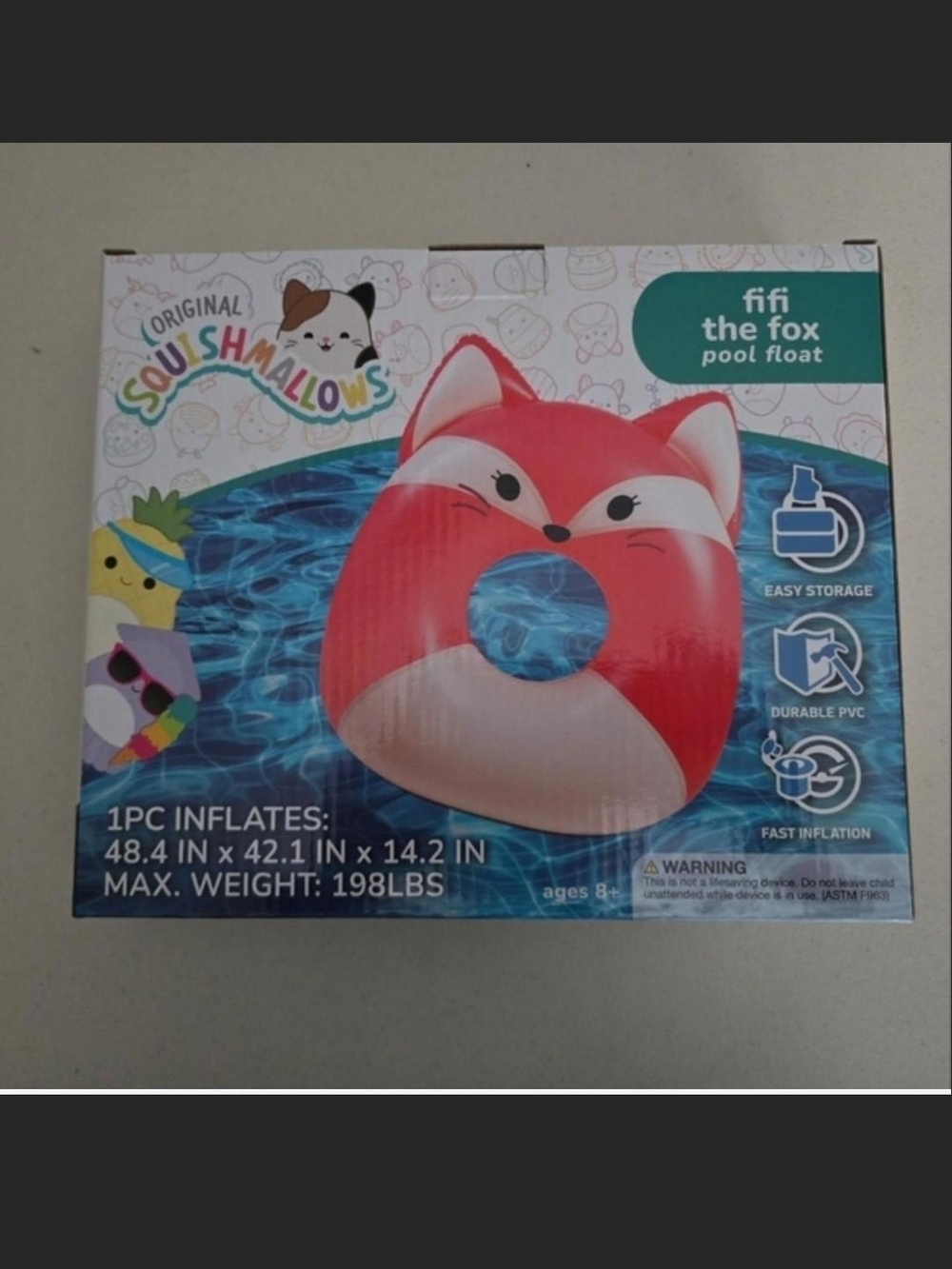 Squishmallows Fifi the Fox Inflatable Pool Float - Red and White